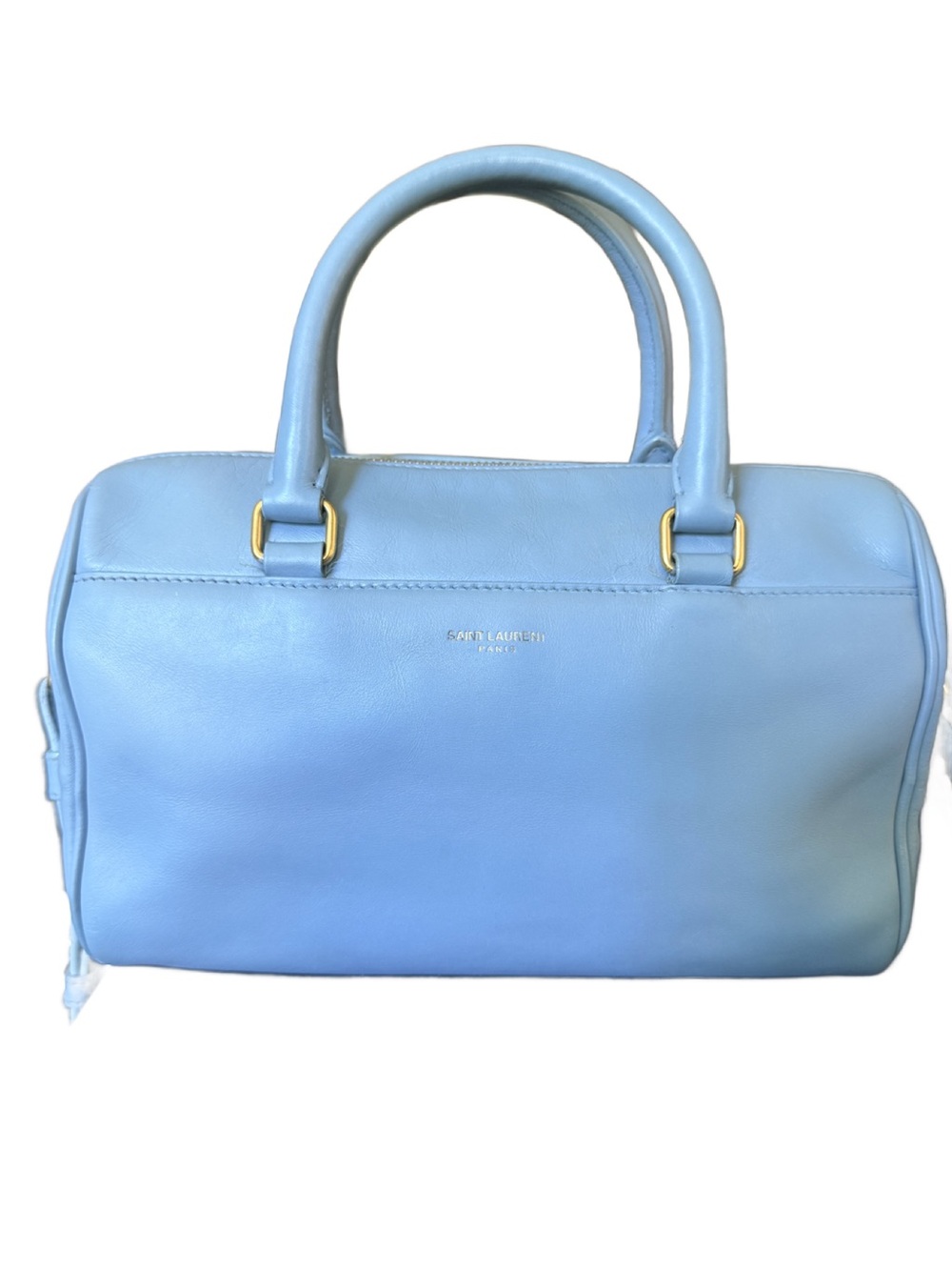 Saint Laurent Classic Baby Duffle in Soft Blue Calfskin with Gold Hardware
